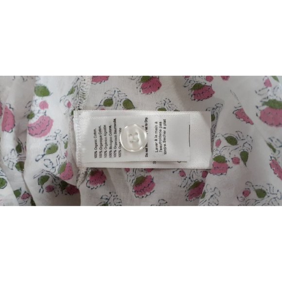 Emerson Fry Mandarin Collar Top Rosey Flowers Organic Cotton Made in India O/S - Picture 15 of 16
